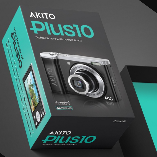 Akito Plus10 Kosher Digital Camera with 5X Optical Zoom and 5K Ultra HD (Black) - Planet Cell