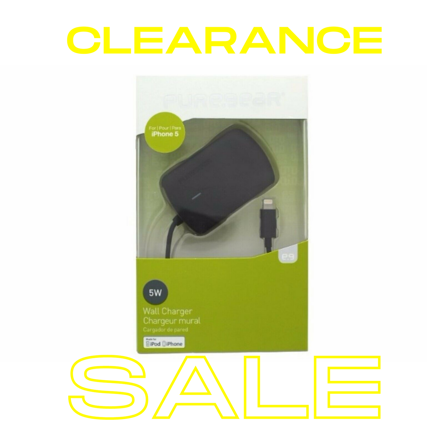 PureGear 5W Wall Charger Black USA Lightning Adaptor for Apple iPhone - Planet Cell