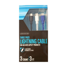 Load image into Gallery viewer, THREE PACK LIGHTNING CABLE - Planet Cell of NY
