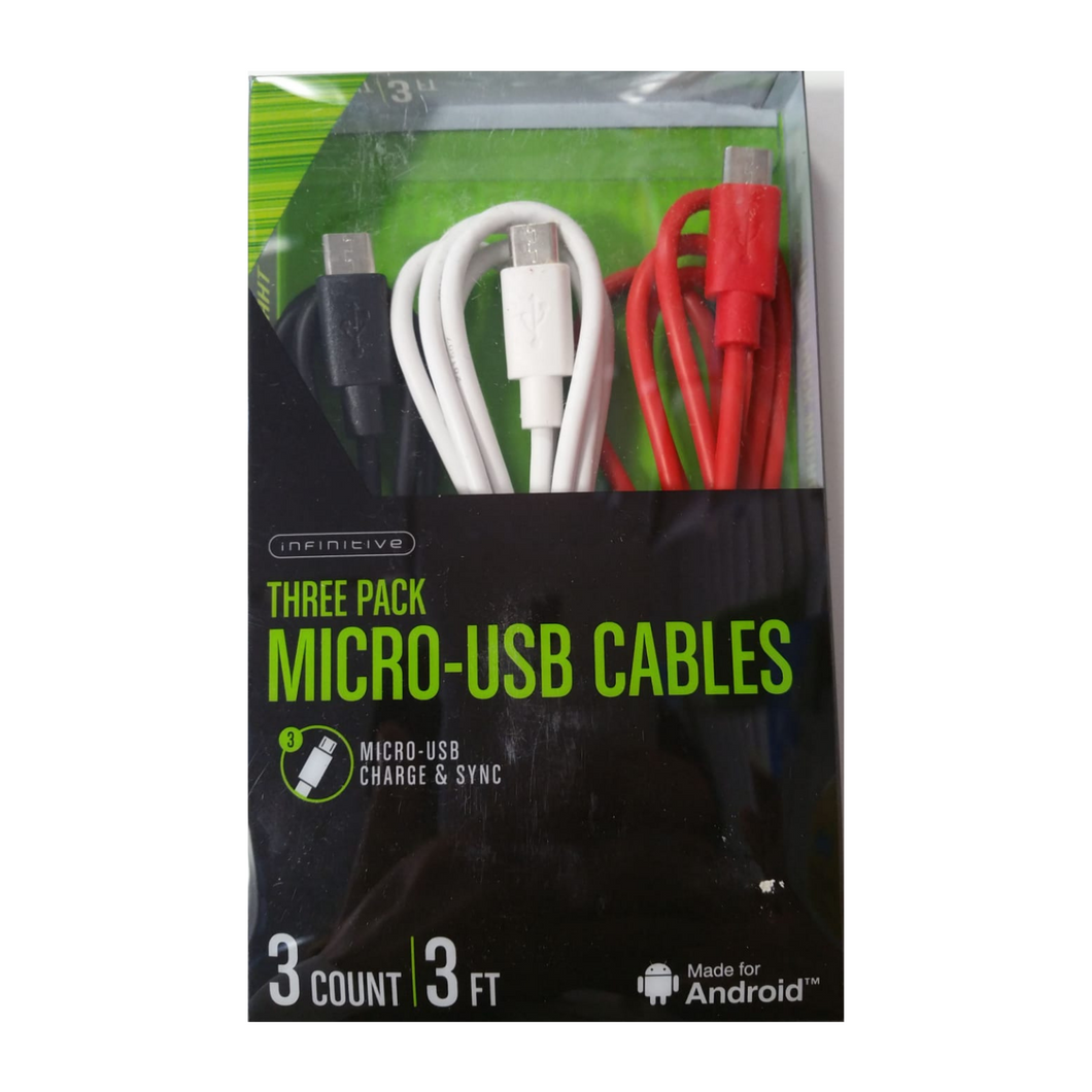 THREE PACK MICRO-USB CABLES - Planet Cell of NY