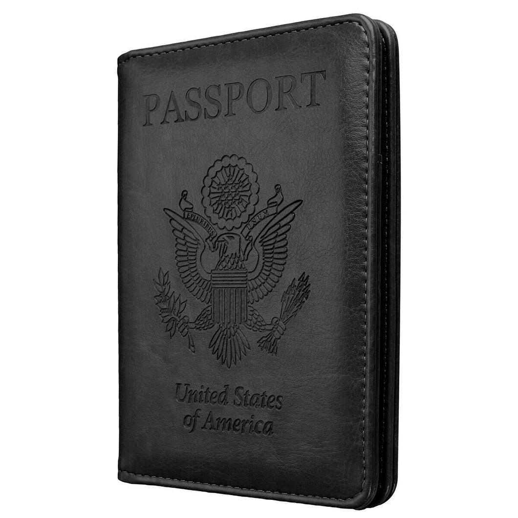Slim Leather Travel Passport Wallet Holder with sim & sd Slots Black